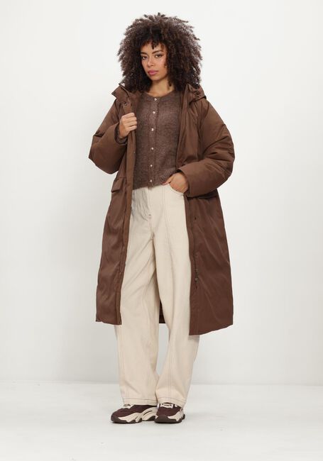 Braune OBJECT Wattierte Jack OBJKELYN L/S RE LONG JACKET NOOS - large