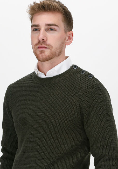 Dunkelgrün SELECTED HOMME Pullover SLHIRVEN LS KNIT BUTTON CREW W - large