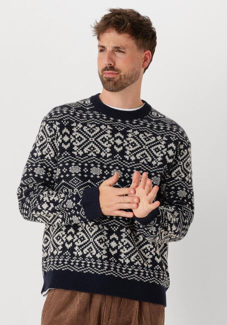 Dunkelblau SELECTED MEN Pullover SLHHOLGER LS KNIT JAQUARD CREW NECK - large