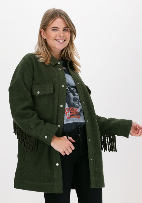 Dunkelgr&uuml;n ALIX THE LABEL M&auml;ntel FELTED WOOL JACKET - large