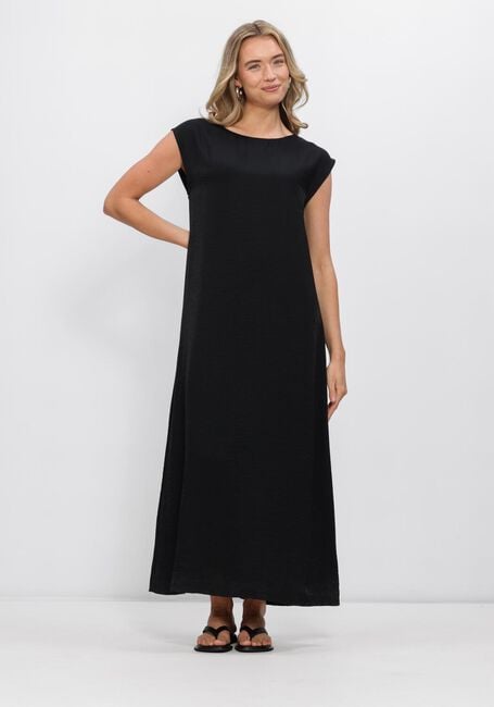 Schwarze JANSEN AMSTERDAM Maxikleid OTIS JURK CB 598 COLORBLOCK CAP SLEEVE WIDE NECKLINE LONG - large