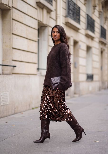 Braune POM AMSTERDAM Maxirock LINA CHOCOLATE BROWN - large