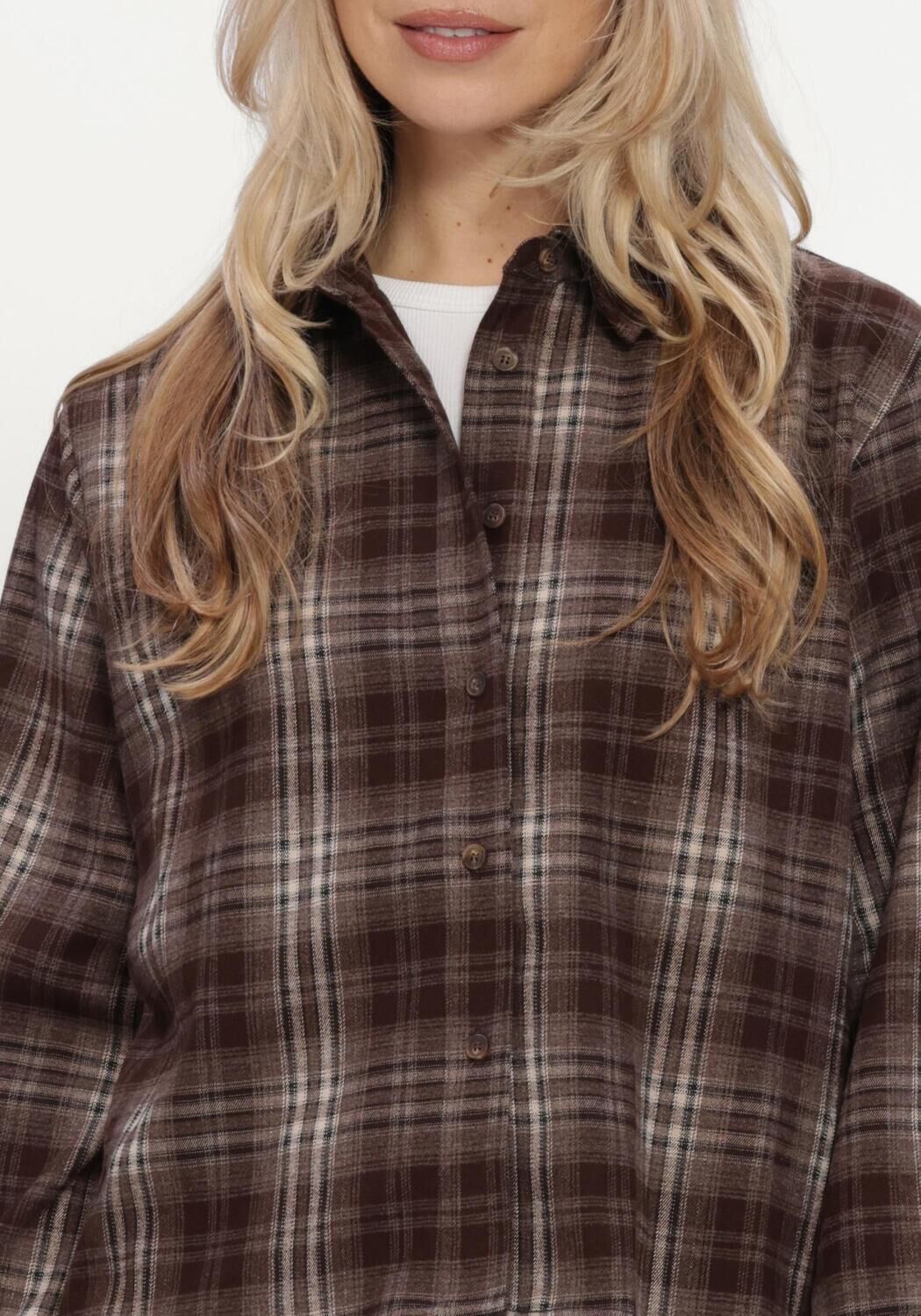 Braune NEO NOIR Blusen JAYLIN FLANNEL CHECK SHIRT - large