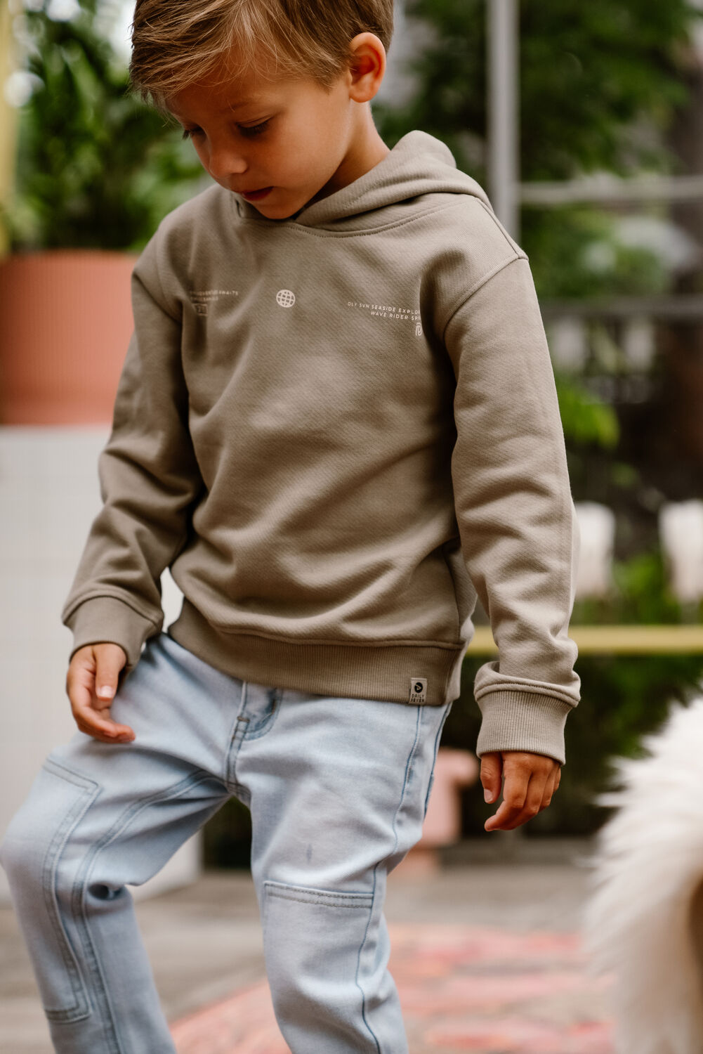 Beige DAILY7 Pullover HOODIE BACKPRINT - large