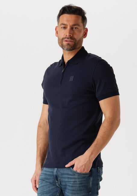 Blaue PME LEGEND Polo-Shirt SHORT SLEEVE POLO INTERLOCK MELANGE ZIP - large