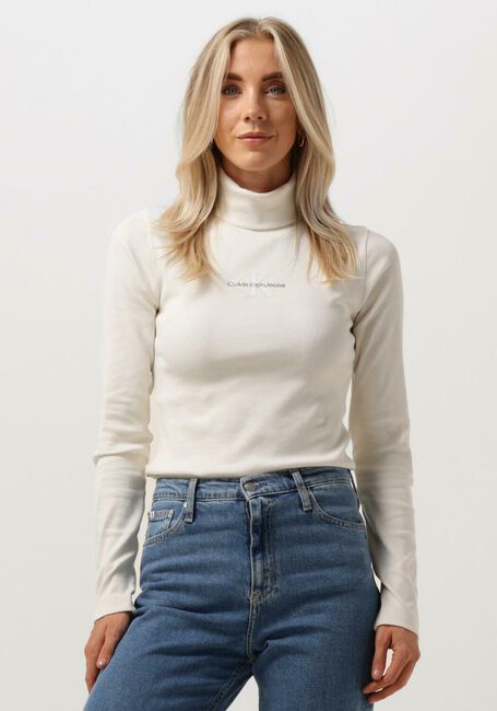 Creme CALVIN KLEIN Rollkragenpullover MONOLOGO RIB ROLL NECK - large