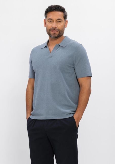 Blaue PROFUOMO Polo-Shirt POLO OPEN COLLAR COTTON CREPE - large