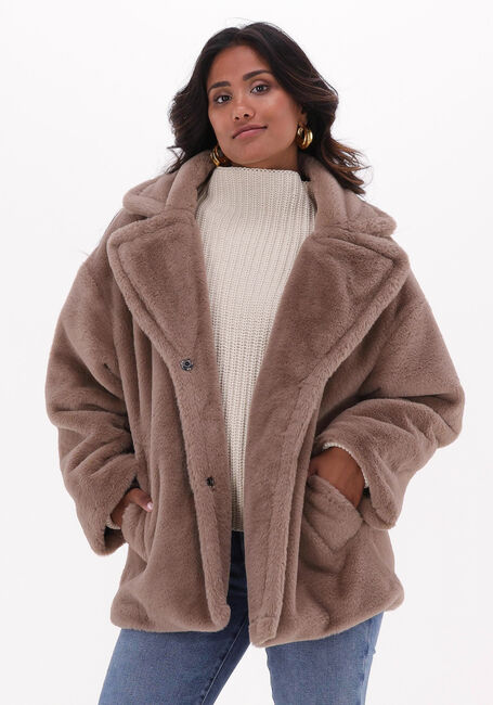 Taupe NOTRE-V Fake-Fur-Jack FUR COAT SHORT - large