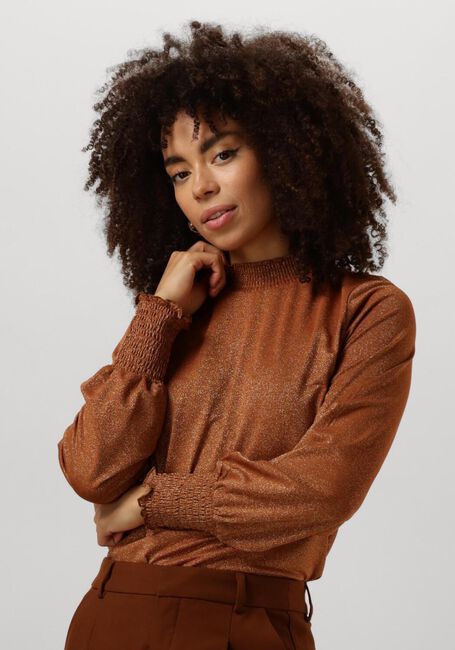 Braune SUMMUM Pullover SMOCKED TOP FINE LUREX JERSEY - large