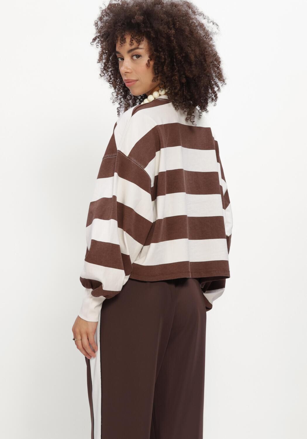 Braune CATWALK JUNKIE Top OVERSIZED STRIPED LONG SLEEVE - large