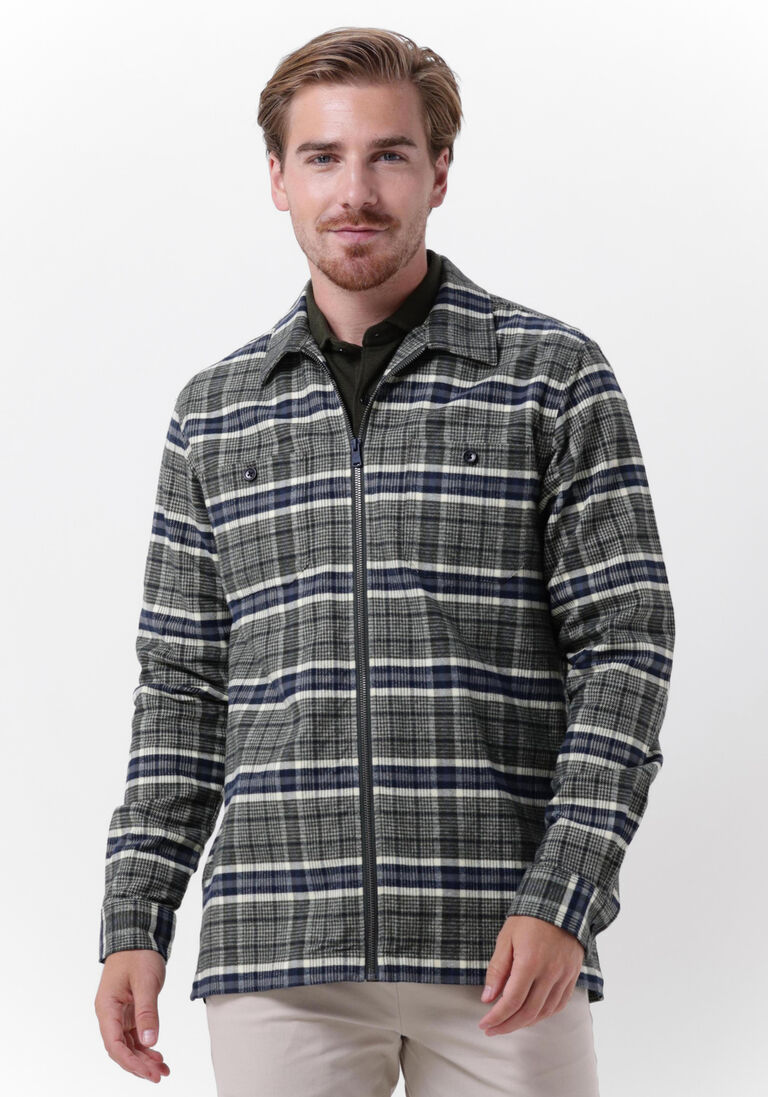 graue dstrezzed overshirt zipped overshirt fancy tartan