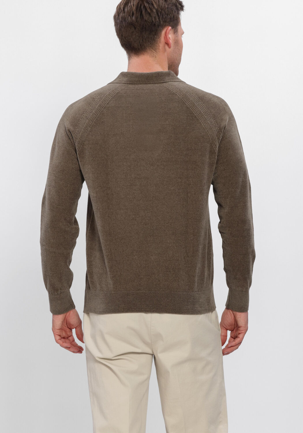Braune PROFUOMO Pullover POLO LS CHENILLE - large
