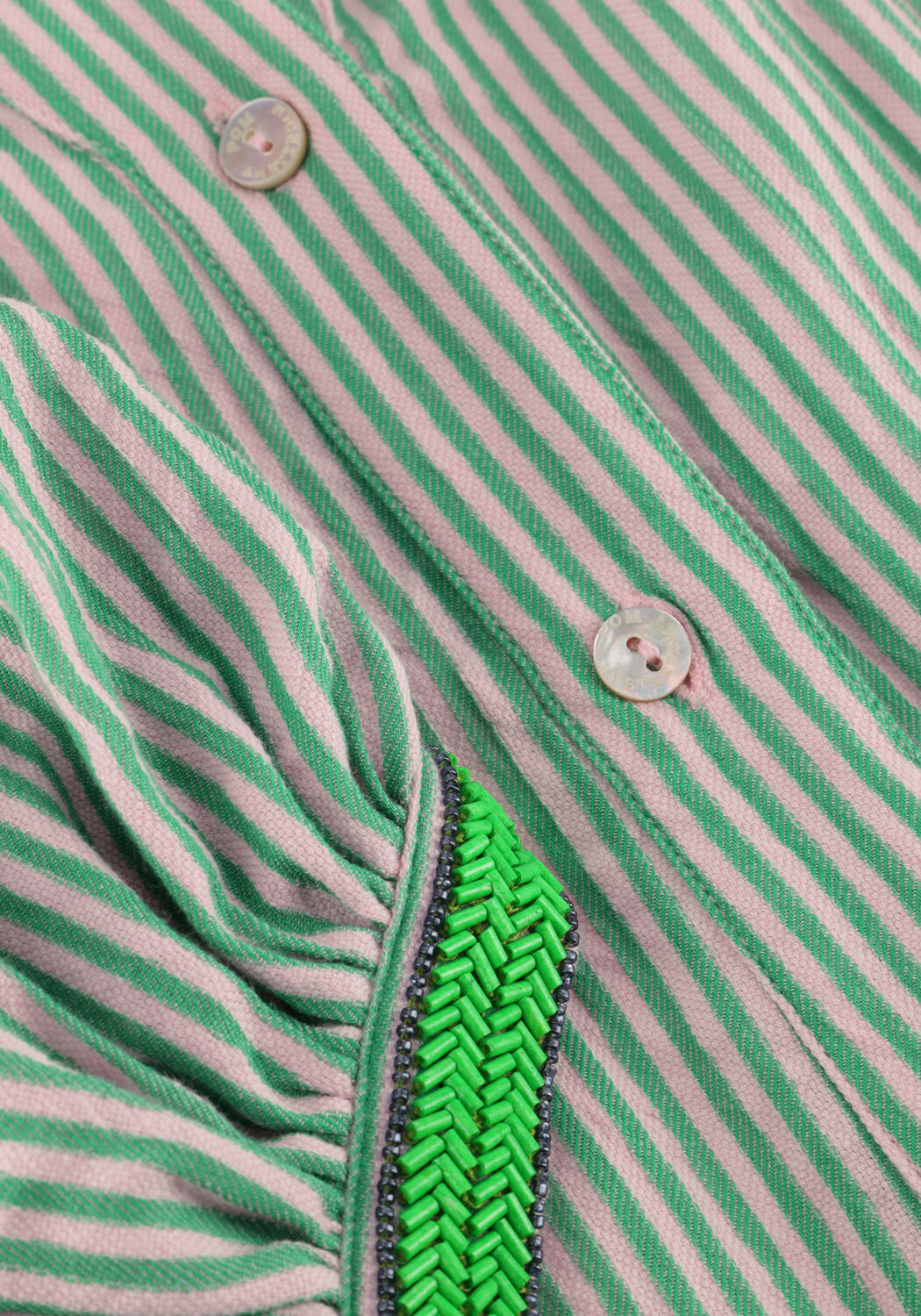 Mehrfarbige/Bunte POM AMSTERDAM Minikleid DRESS SEERSUCKER GREEN PINK - large