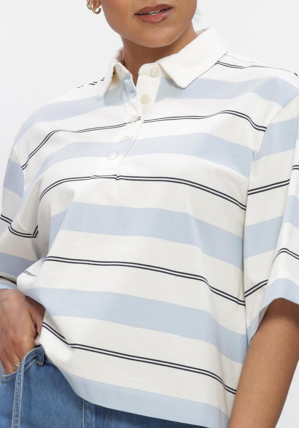 Graue SELECTED WOMEN Tops & T-shirts SLFRELAXED MELLIE 2/4 POLO - large