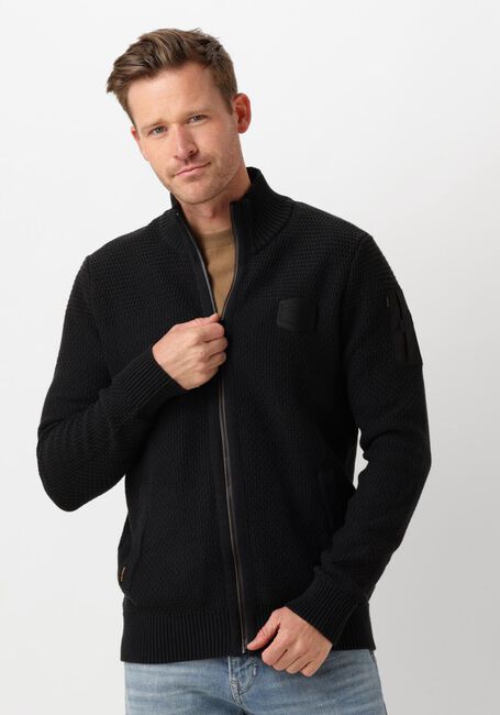 Schwarze PME LEGEND Strickjacke ZIP JACKET COTTON STRUCTURE - large