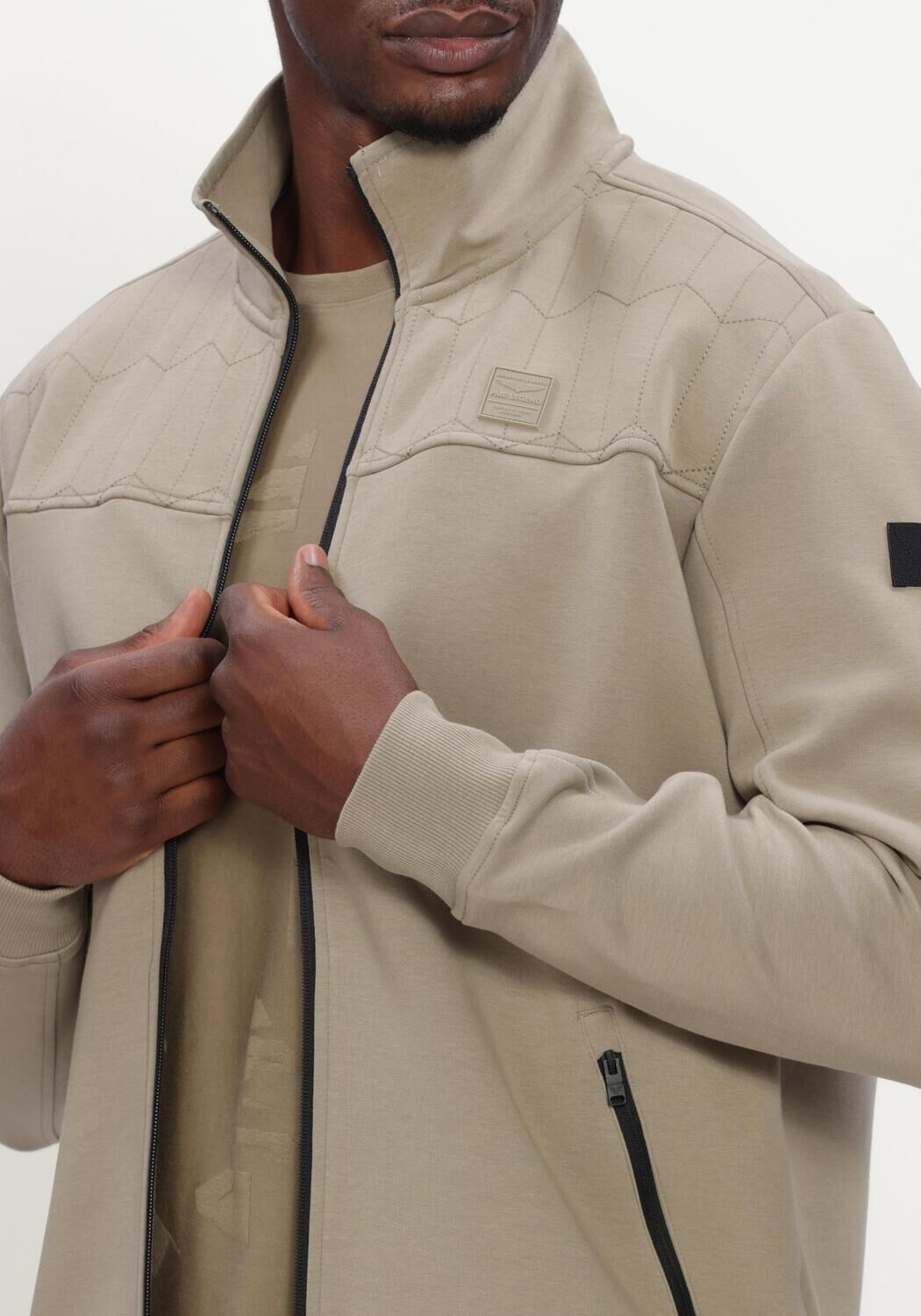 Beige PME LEGEND Pullover ZIP JACKET INTERLOCK SWEAT - large