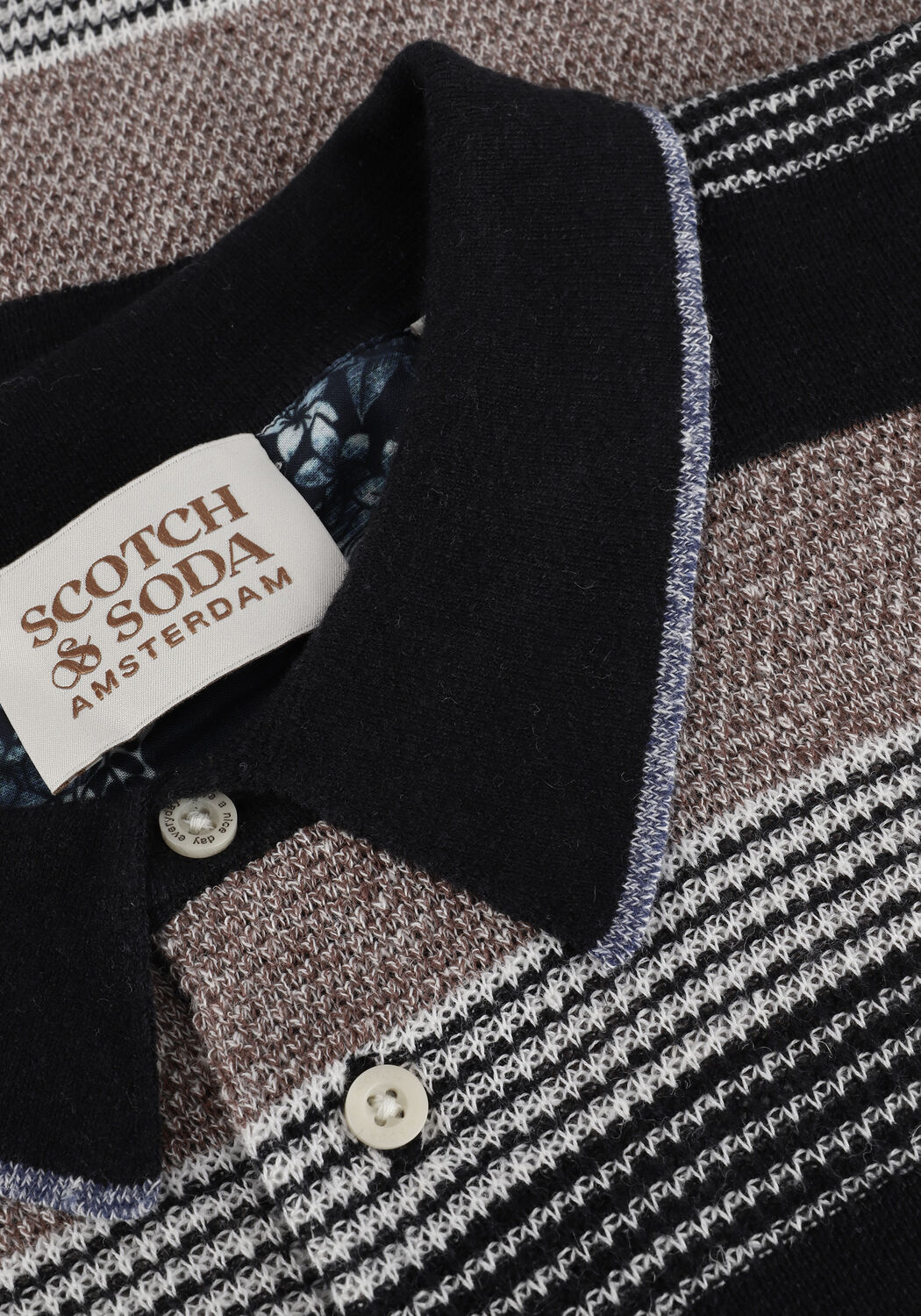 Schwarze SCOTCH & SODA Polo-Shirt KNITTED STRUCTURED LINEN-BLEND POLO - large