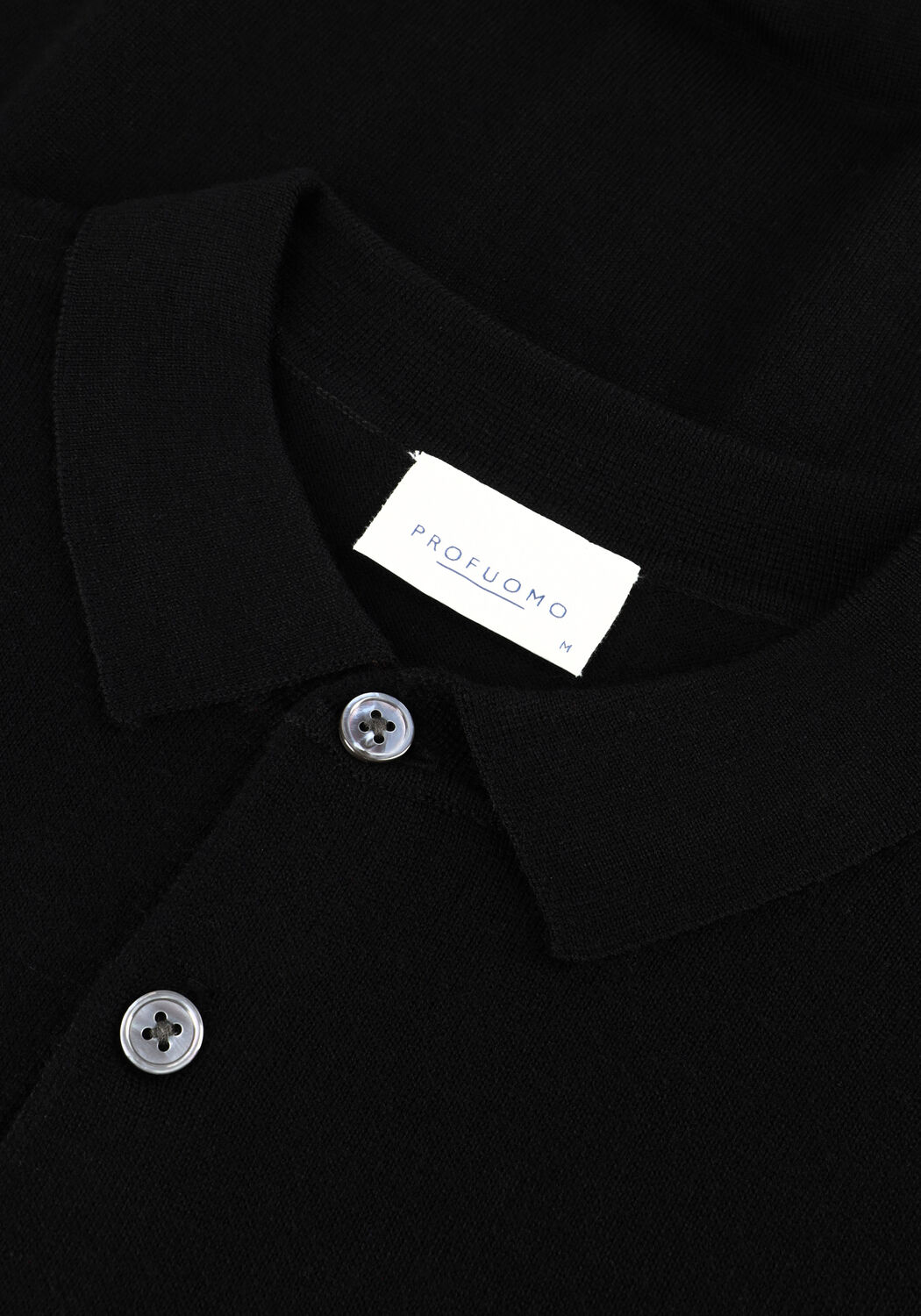 Schwarze PROFUOMO Polo-Shirt POLO LS MERINO - large