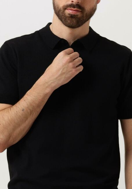 Schwarze PURE PATH Polo-Shirt KNIT POLO WITH CHESTPRINT - large