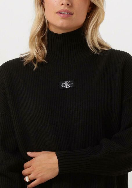Schwarze CALVIN KLEIN Minikleid WOVEN LABEL LOOSE SWEATER DRESS - large