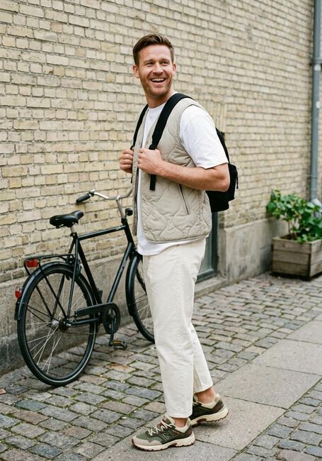 Beige WOODBIRD Bodywarmer WBTRAIS QUILT VEST - large