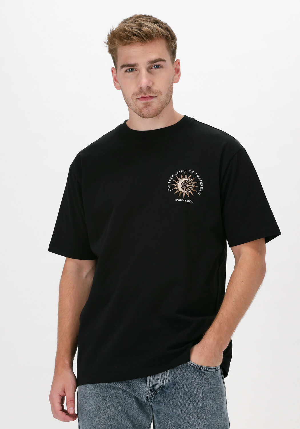 Schwarze SCOTCH SODA T shirt 163976 GRAPHIC LOGO RELAXED Omoda