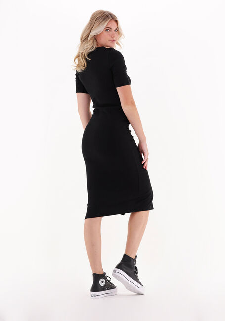 Schwarze CALVIN KLEIN Midikleid CK BUTTON THROUGH RIB LONG DRESS - large