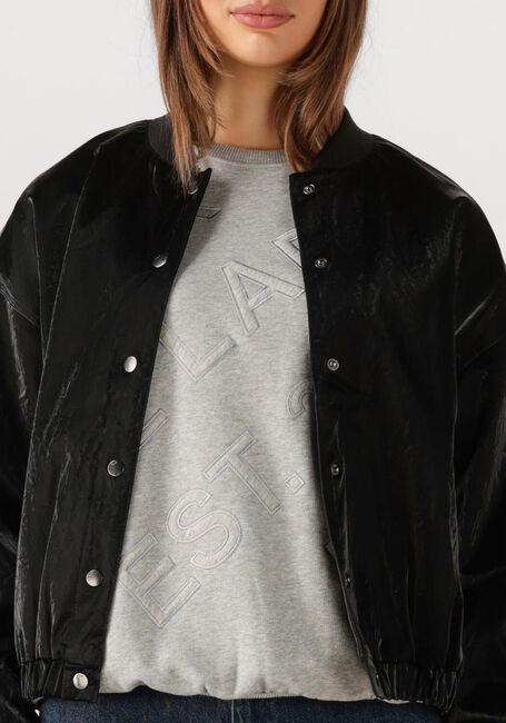 Schwarze ALIX THE LABEL Jack LADIES WOVEN VELVET LEATHER BOMBER - large