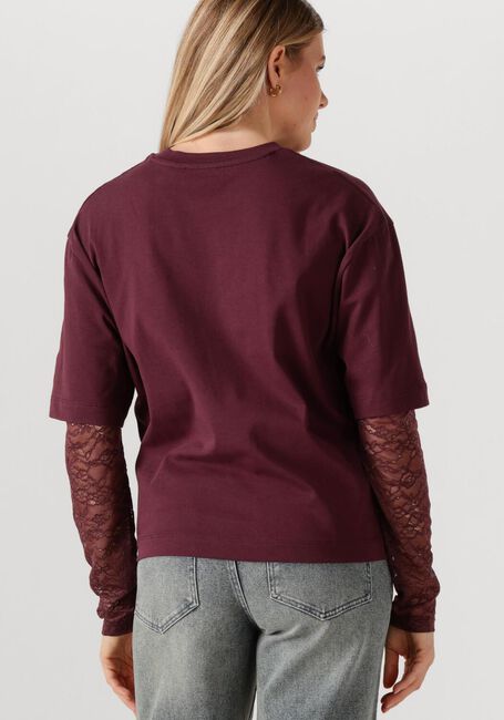 Bordeaux CATWALK JUNKIE T-shirt LOOSE FIT TSHIRT WITH LACE SLEEVES - large