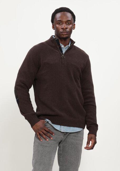 Braune BARBOUR Pullover HOLDEN HALF ZIP KNITTED JUMPER KNITWEAR - large
