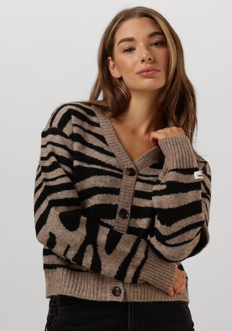 Braune COLOURFUL REBEL Strickjacke SHARA ZEBRA KNITTED CARDIGAN - large