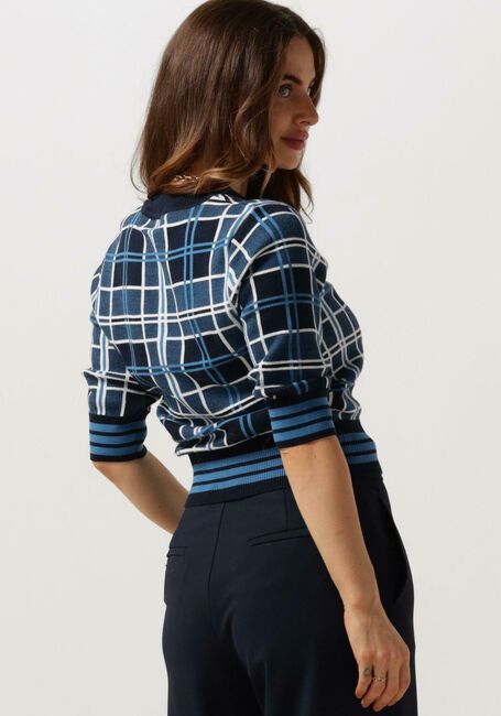 Dunkelblau VANILIA Pullover CHECKED SHORTSLEEVE - large