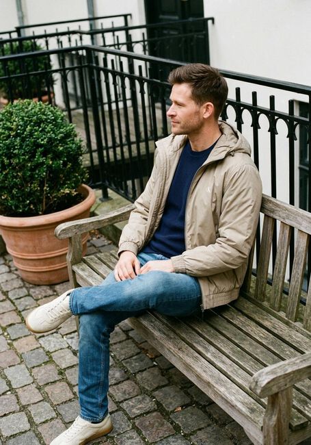 Beige CALVIN KLEIN Jack LS HOODED RIPSTOP HARRINGTON JKT - large