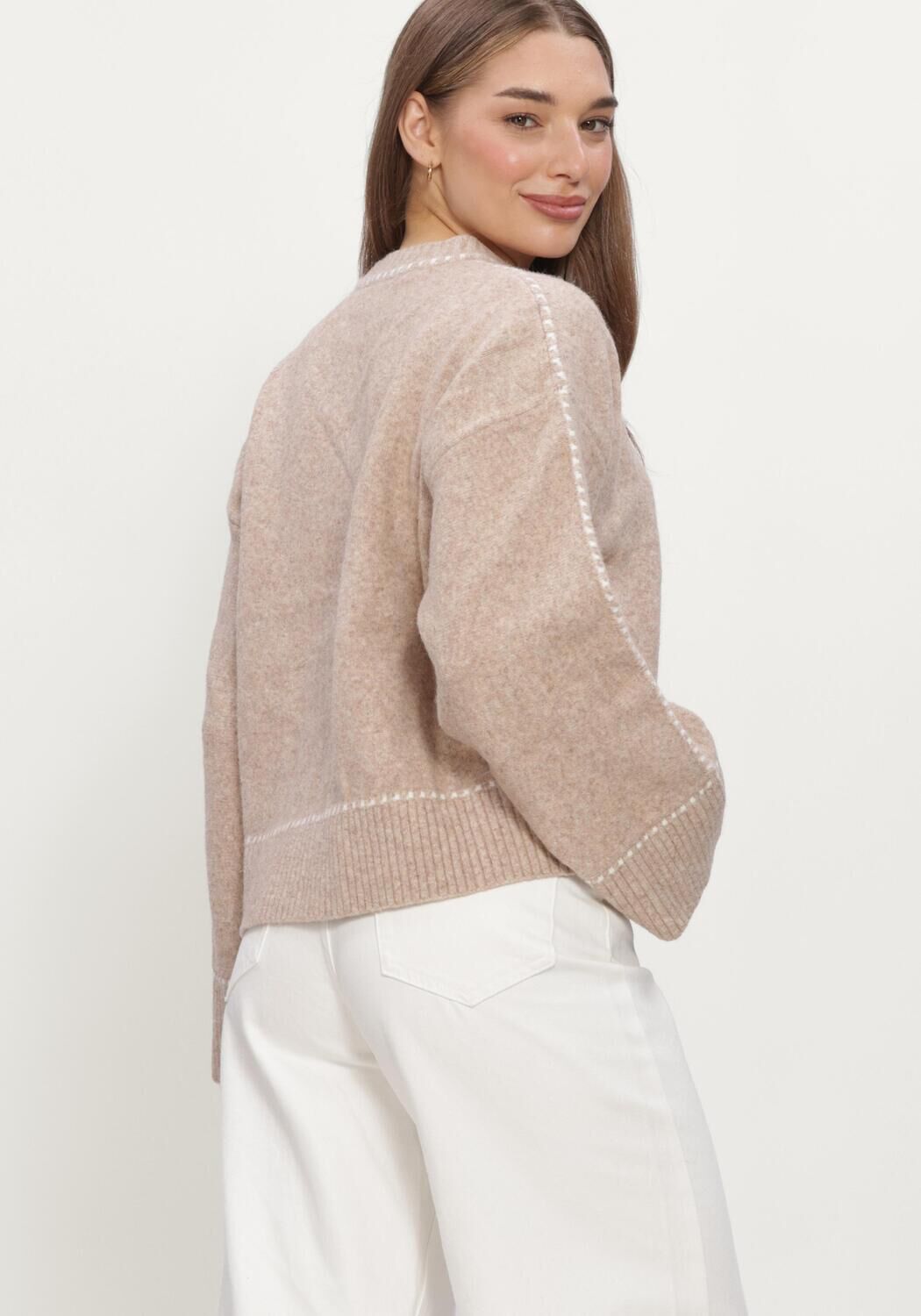 Beige NEO NOIR Pullover ROEME KNIT STITCH BLOUSE - large