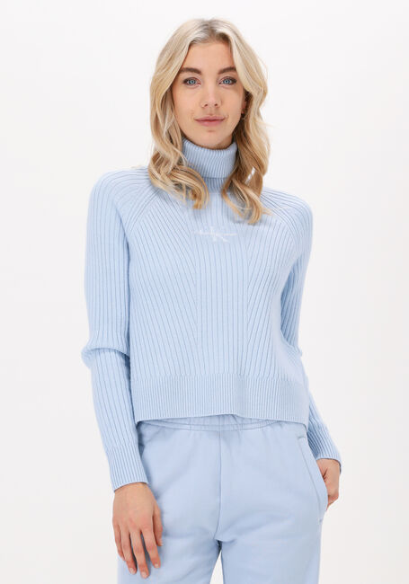 Hellblau CALVIN KLEIN Rollkragenpullover MONOGRAM EMBROIDERY ROLL NECK - large