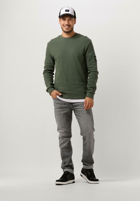 Dunkelgrün CALVIN KLEIN Pullover WAFFLE LS TEE - large