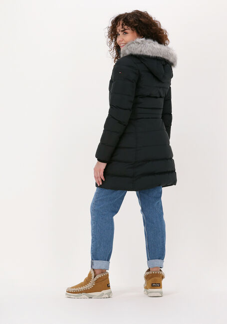 Schwarze TOMMY HILFIGER Wattierte Jack TH ESS TYRA DOWN COAT WITH FUR - large