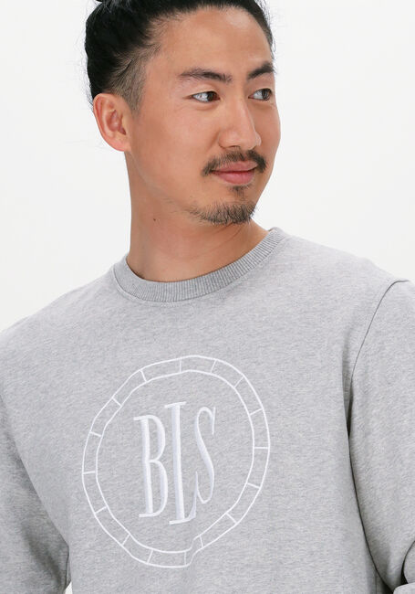 Hellgrau BLS HAFNIA Sweatshirt COMPASS CHEST APPLIQUE CREWNEC - large