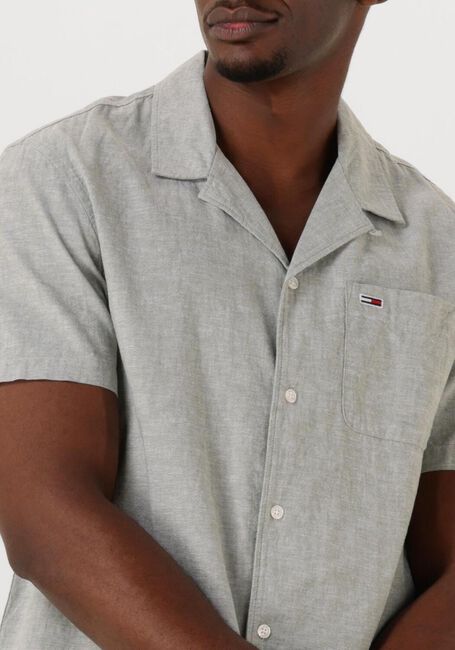 Graue TOMMY JEANS Casual-Oberhemd TJM LINEN BLEND CAMP SS EXT - large