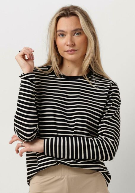 Schwarze PENN & INK Pullover SWEATER STRIPE - large