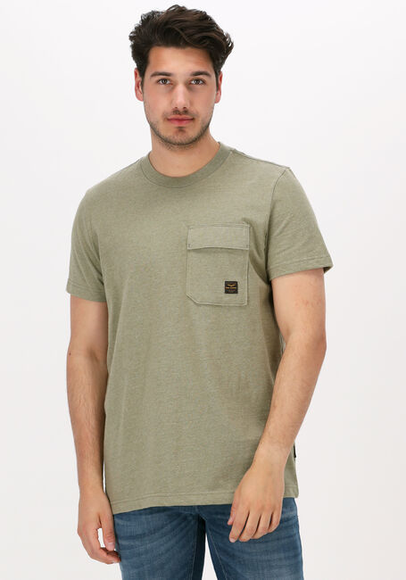 Olive PME LEGEND T-shirt SHORT SLEEVE R-NECK OPEN END MELANGE JERSEY - large