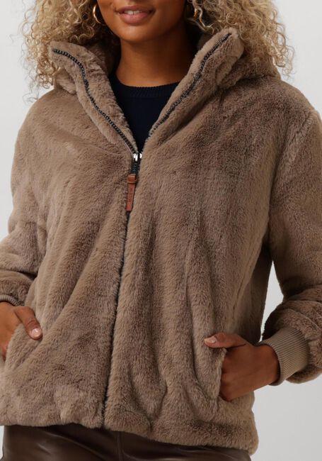 Taupe MOSCOW Fake-Fur-Jack 08-08-EVELYN-2 - large