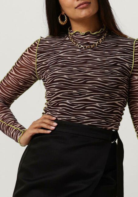 Braune COLOURFUL REBEL Top NEYO ZEBRA OVERKLOCK MESH TURTLENECK TOP - large