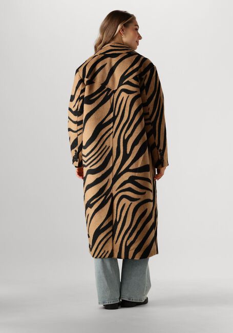 Braune COLOURFUL REBEL Mäntel ZANIA DOUBLE BREASTED WOOL LONG COAT - large