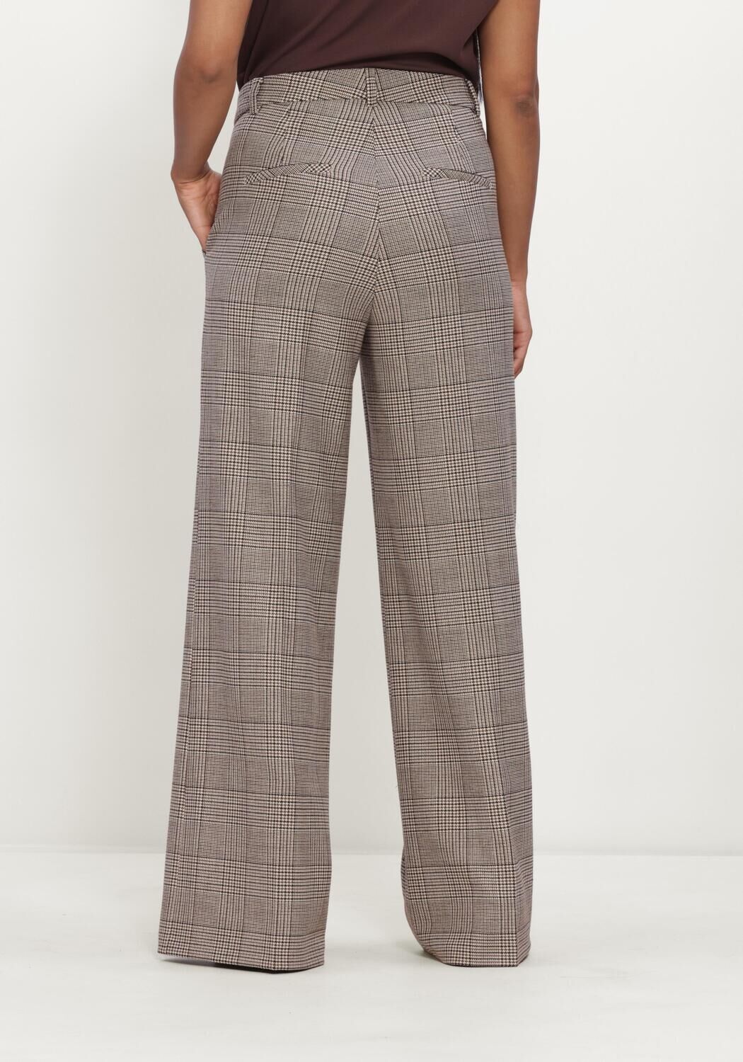 Beige CAMBIO Weite Hose ALEXIS WOVEN CLASSICAL GLENCHECK WOOL SUBSTITUTE - large
