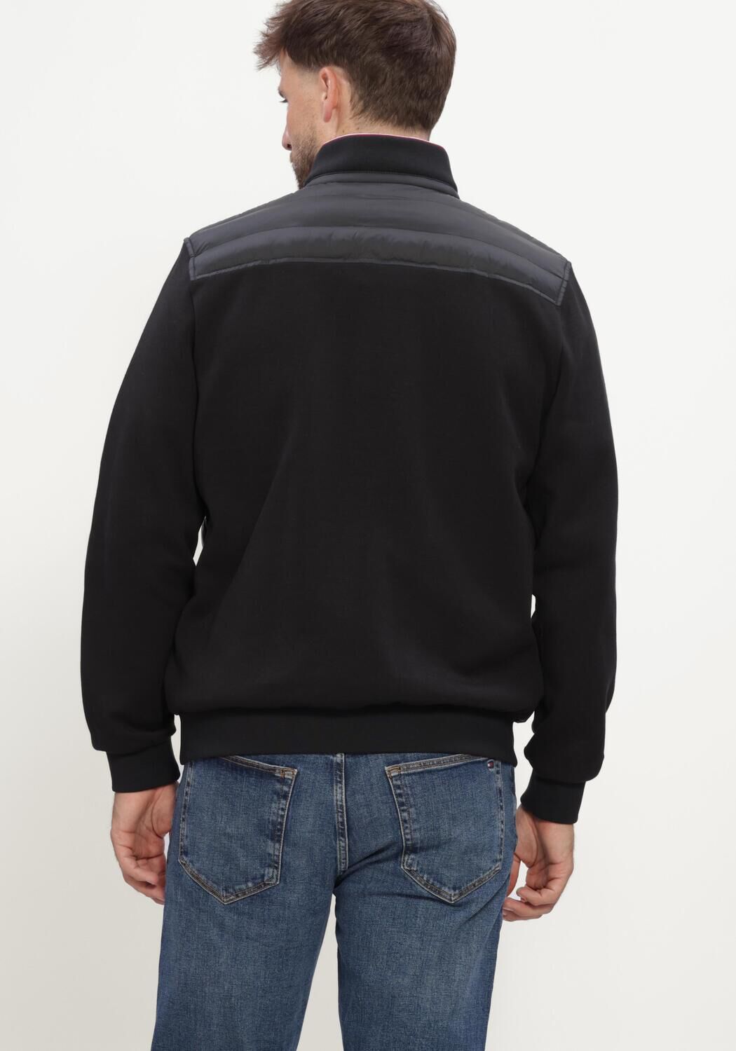Schwarze TOMMY HILFIGER Pullover MIX MEDIA ESS RWB STAND COLLAR - large