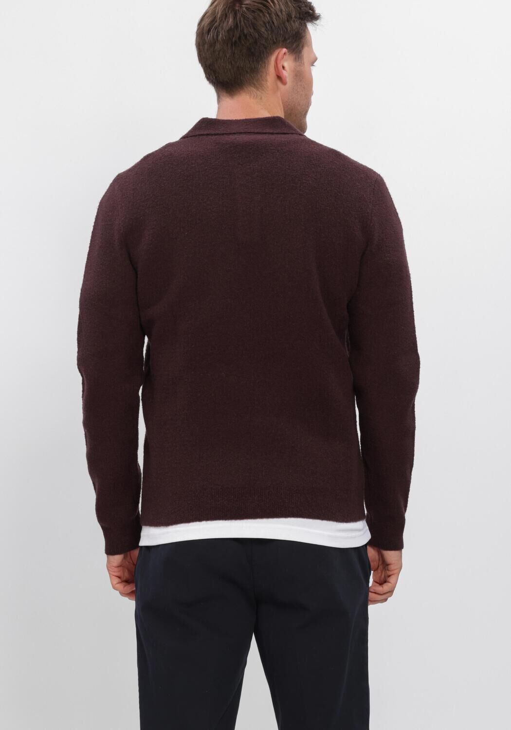 Bordeaux PROFUOMO Polo-Shirt BOILED WOOL - large