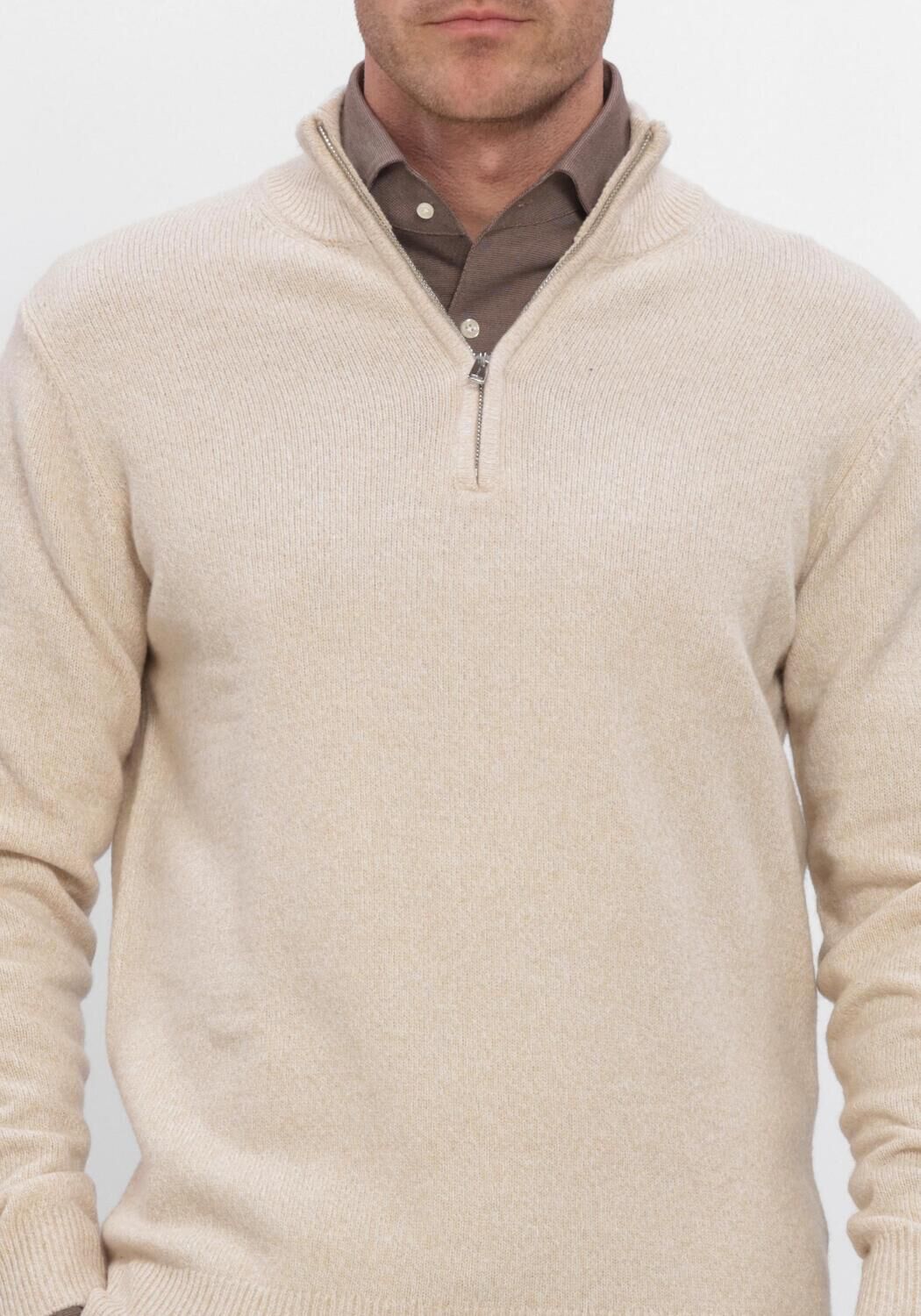 Beige PROFUOMO Pullover PULLOVER HALF ZIP - large