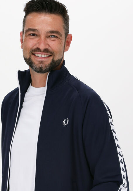Blaue FRED PERRY Strickjacke TAPED TRACK JACKET - large
