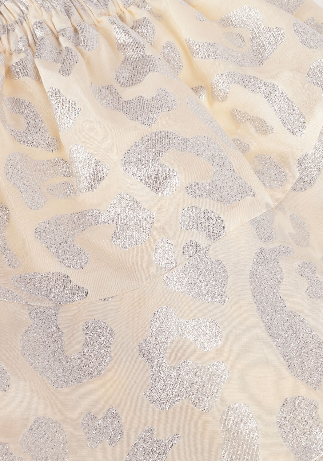 Beige ALIX THE LABEL Minirock LADIES WOVEN LUREX ANIMAL RUFFLE SKIRT - large